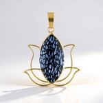 Ciondolo in argento con Legno di Palma pietrificato Jambi (Bali Barong)