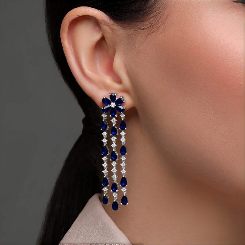 Pendientes en oro con Zafiro azul Ceylon (CIRARI)