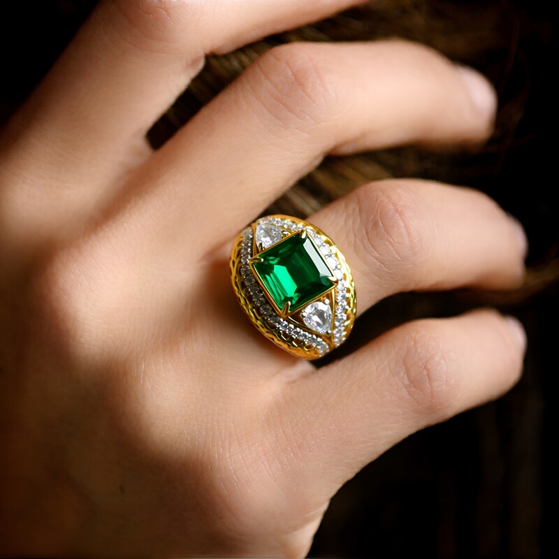 Sambia-Smaragd-Silberring (Gems en Vogue)