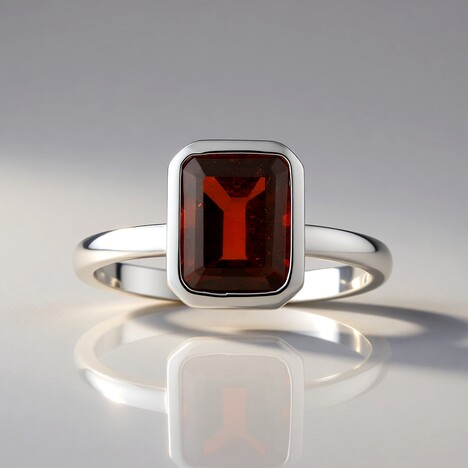 Anello in argento con Granato Mozambico