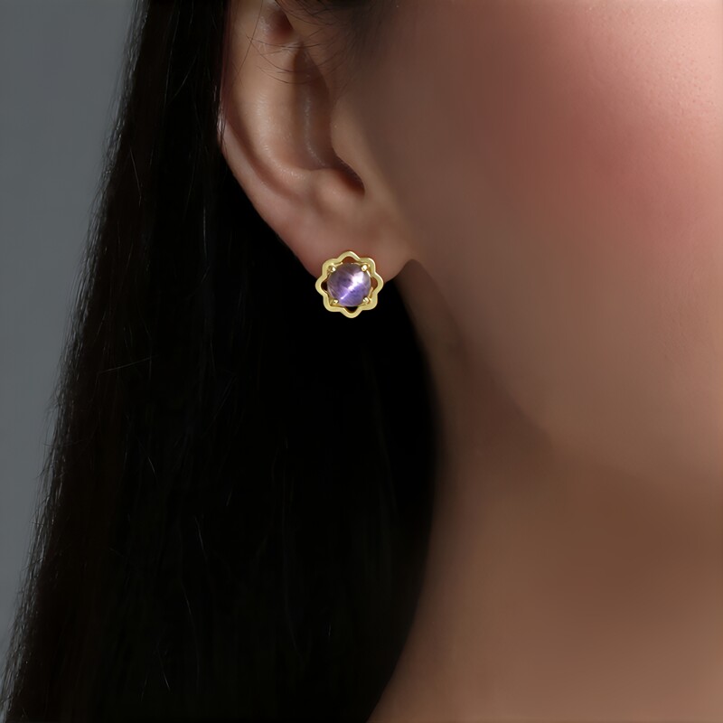 Pendientes en plata con Piedra del sol ojo de gato