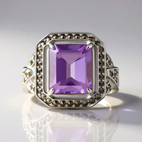 Anello in argento con Ametista Rose de France (Annette classic)