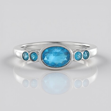 Anello in argento con Apatite Blu Neon