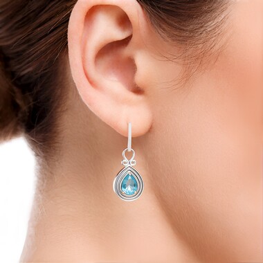 Boucles d'oreilles en argent et Apatite bleue (Pallanova)