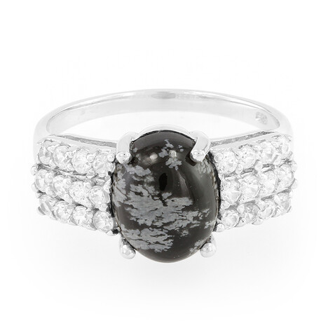 Snowflake Obsidian Silver Ring