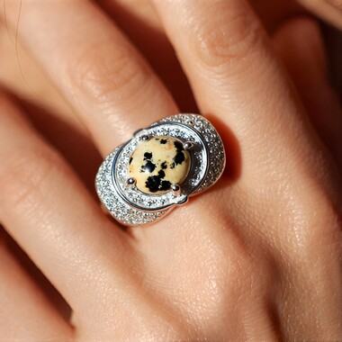 Zilveren ring met een Dalmatiër Jaspis