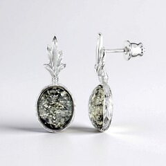 Orecchini in argento con Ambra Baltica Verde (dagen)