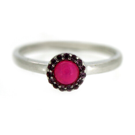 Äthiopischer Pinkfarbener Opal-Silberring