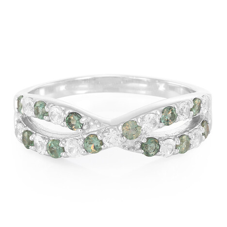 Anello in argento con Alessandrite Brasiliana e Zaffiro Bianco