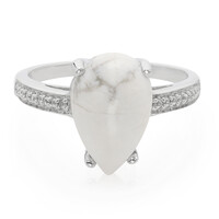 Anello placcato in platino con Howlite