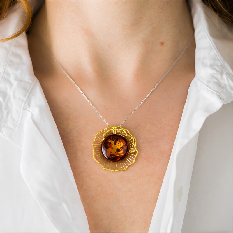 Baltischer Cognac-Bernstein-Silberanhänger (dagen)