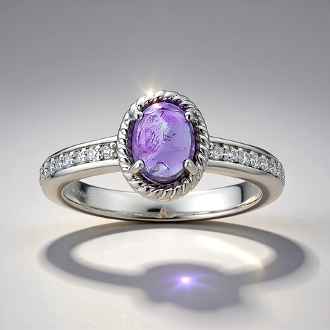 Anello in argento con Ametista Chevron
