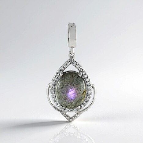Ciondolo in argento con Labradorite rosa Maniry
