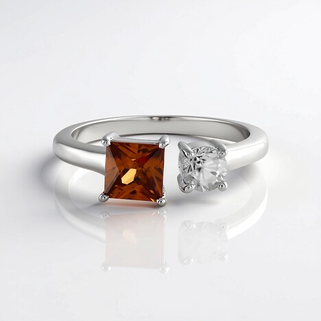 Anello in argento con Zircone Cognac