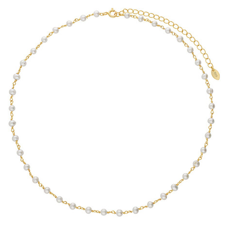 Weiße Süßwasserzuchtperlen-Silberhalskette