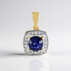 Ciondolo in argento con Zaffiro Stellato Blu