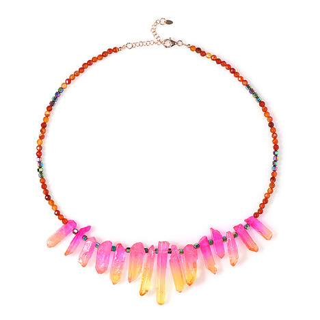Mehrfarbiger Quarz-Silberhalskette