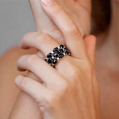 Bague en argent et Diopside étoilé d'Inde
