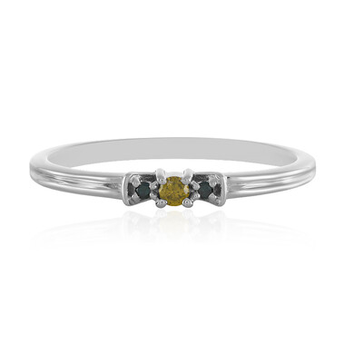 Gelber I3 Diamant-Silberring