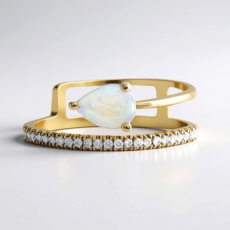 Anello in oro con Opale di Welo AAA