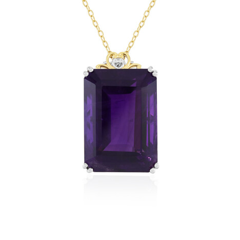 Zilveren halsketting met een amethist (Gems en Vogue)