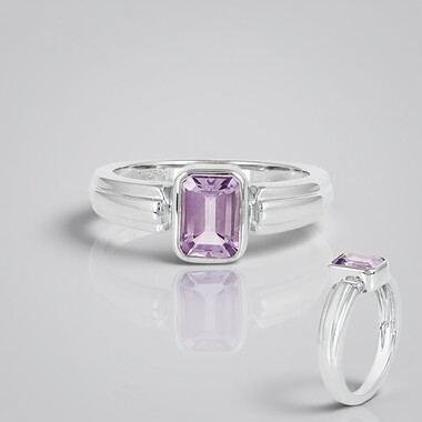 Bague en argent et Améthyste Rose de France
