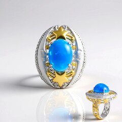Anello in argento con Opale Blu dell'Etiopia