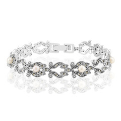 Weiße Süßwasserzuchtperlen-Silberarmband (TPC)