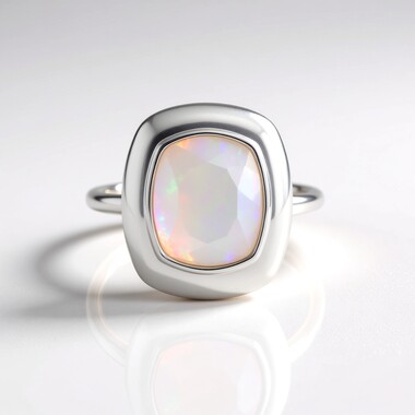Zilveren ring met een AAA Welo-opaal (de Melo Essence)