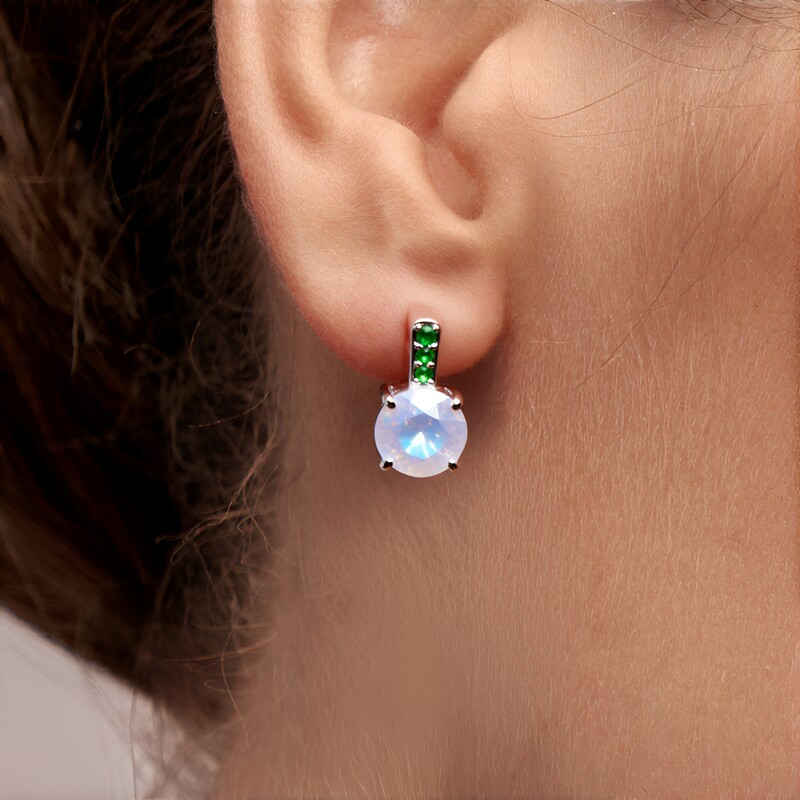 Pendientes en plata con Cuarzo azul lunar