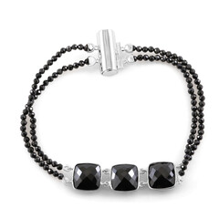 Zilveren armband met zwarte spinelstenen (KM by Juwelo)