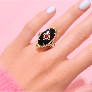 Schwarzer Onyx-Silberring (Gems en Vogue)