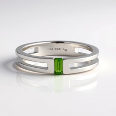 Anello in argento con Diopside Russo