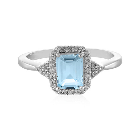 Anillo en plata con Topacio azul cielo