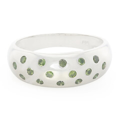 Anello in argento con Diamante Verde Smeraldo