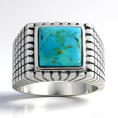 Anello in argento con Turchese Kingman Mohave Blu (Faszination Türkis)