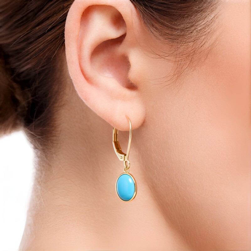 9K Sleeping Beauty Turquoise Gold Earrings