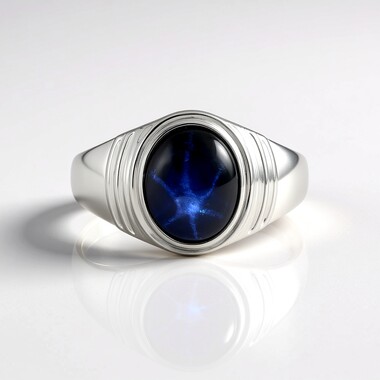 Anello in argento con Zaffiro Stellato Blu (de Melo Essence)