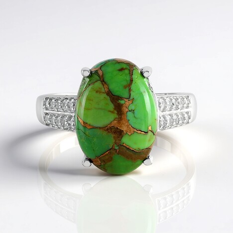 Anello in argento con Turchese Kingman Mohave Verde