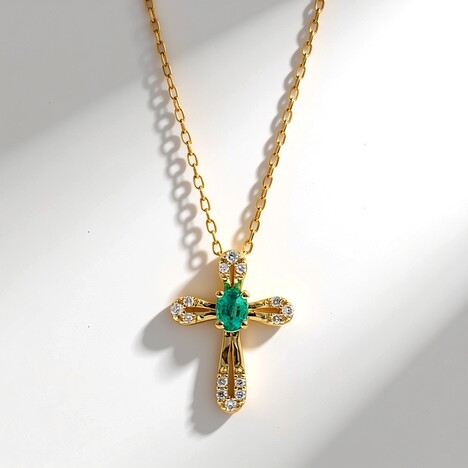 Collier en or et Emeraude de Zambie AAA