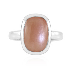 Peach Moonstone Silver Ring