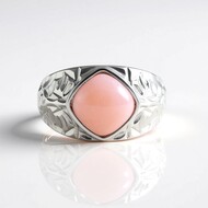 Bague en argent et Opale rose (de Melo)