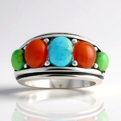 Anello in argento con Turchese Kingman Mohave Blu (Jones Lee)