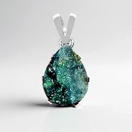 Zilveren hanger met een gem silica druzy (Bali Barong)