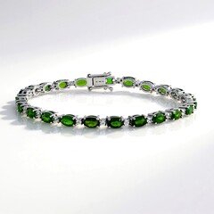 Bracciale in argento con Diopside Russo