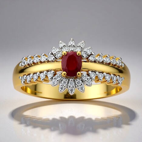 Anello in oro con Berillo Rosso