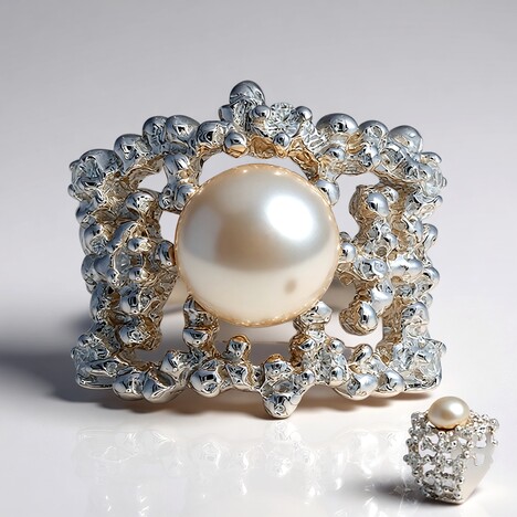 Anello in argento con Perla d'Acqua Dolce Argentata (TPC)