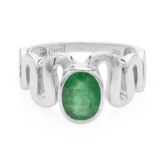 Anello placcato in platino con Smeraldo Bahia