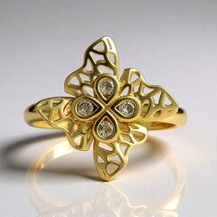 Anello in oro con Diamante Champagne I2 (Ornaments by de Melo)
