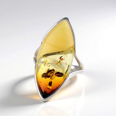 Bague en argent et Ambre de la Baltique Lever du soleil (dagen)